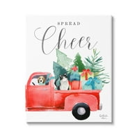 Stupell Industries Širenje Cheer Trucksload Božićni pokloni predstavlja kućne ljubimce grafičke umjetničke galerije omotana platna