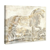 Wynwood Studio životinje zidne umjetničke platnene platnene otiske 'sjajno konjičke' životinje - zlato, bijelo