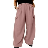 Ženske teretne hlače, hlače visokog struka, široke hlače za slobodno vrijeme, poslovne ružičaste hlače u donjem rublju