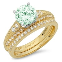 1. dijamant okruglog reza s imitacijom zelenog dijamanta od 18 karatnog žutog i bijelog zlata s naglascima vjenčani set od 8,25