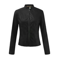 Ženska jakna od Bucke_-a, ženske kožne jakne, moto biciklistički kaput, kratki lagani veganski nabor, modni crni, 3-inčni