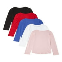 Wonder Nation Girls majice s dugim rukavima, 5-pak, veličine 4- & Plus