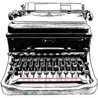 Tamnocrveni ljepljivi pečat-klasična pisaća mašina