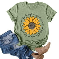 & Ženske ljetne majice, Ležerne košulje s printom suncokreta, majica s kratkim rukavima, tunika, bluza, Ženske majice, zelena;