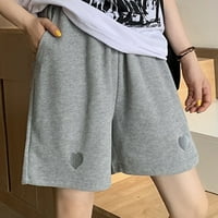 Ženske Harajuku široke kratke hlače sa slatkim vezom srca rastezljive kratke hlače visokog struka ulične Ležerne kratke hlače za