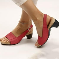 Ženske udobne elegantne sandale s niskim zdepastim potpeticama Ležerne jednobojne sandale podesive lagane Ležerne cipele s ribljim