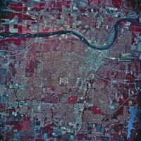 Satelitski prikaz Topeke, Kansas, ispis plakata