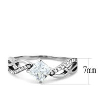 Ženski zaručnički prsten od nehrđajućeg čelika od nehrđajućeg čelika s kvadratnim kamenom - Veličina 6