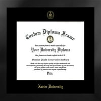Sveučilište Xavier 18W 14H Manhattan Black Single Mat Zlatni utisnuti okvir diplomske diplome s bonus kampus slike litograf