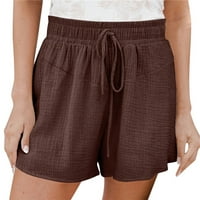 Ženske kratke hlače visokog struka, obične teretne hlače s patentnim zatvaračem i gumbima, Nabrane kratke s džepovima u bež boji