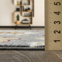 6' 9' sivi cvjetni tepih za unutarnje prostore