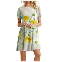 Ženske haljine Plus Size Ženska košulja s okruglim vratom s kratkim rukavima grafički print ljetne kratke haljine s košuljom hit