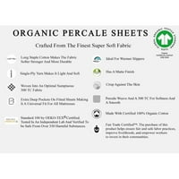 Kolekcije kućnih kolekcija solidni print organski pamuk Percale Throut Brout Forted List, California King, White