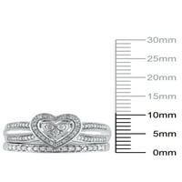 Kompozitni dijamantni set za vjenčanje u obliku srca od srebra od srebra od 9 karata