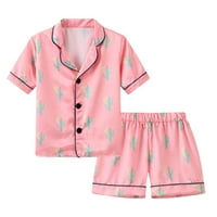 Pidžama za malu djecu s kratkim rukavima s gumbom na kopčanje s printom iz crtića