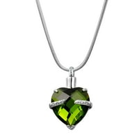 Ogrlica za kremiranje u obliku srca s rođenim kamenom u obliku srca, spomen nakit od nehrđajućeg čelika, urna za pepeo, spremnik
