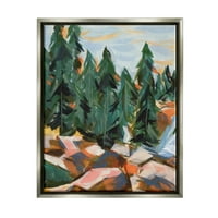 Stupell Abstract Woodland Tree krajolik krajolik Slikanje sive boje Floater uokvireni umjetnički print zid umjetnosti