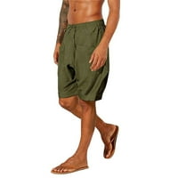 Muške kratke hlače za plažu muške proljetne ljetne kratke Ležerne jednobojne pamučne lanene modne hlače široke kratke hlače za plažu