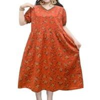 Široka haljina s kratkim rukavima S cvjetnim printom, široka haljina za zabavu, ljuljačka sarafan s izrezom u obliku slova a
