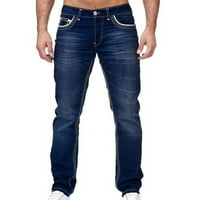 Muške hlače muške Casual traper pamučne ravne hlače s poderanim džepovima kaubojske hlače Pune dužine