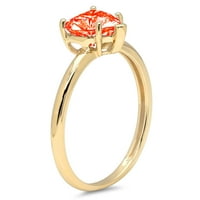 1k Crveni simulirani dijamant u obliku srca ugraviran u žuto zlato 14k Izjava o godišnjici vjenčanja vjenčani prsten pasijans Veličina