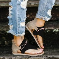Ženske ljetne cipele sa šiljastim prstima udobne sandale s patentnim zatvaračem ženske Ležerne ravne sandale za plažu crne 11,5