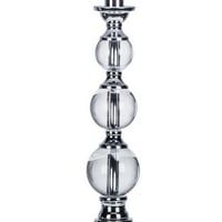 Stolna svjetiljka presvučena kromom, kristalna kugla s setom, abažur od bijele tkanine