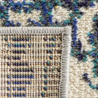 Vintage apstraktni tepih u alternativama, kremasto Plava, kvadrat 3' 3'