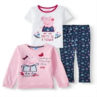 Peppa Pig Graphic Twichirt, tinejdžer i tiskana nogu, 3-komad set odjeće