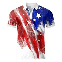 Majice za vježbanje, Polo majica kratkih rukava američke zastave za Dan neovisnosti, crvena, polo majica za muškarce, Polo majica