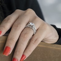 Filigranska Zaštita zaručničkog prstena od srebrnog srebra s crnim i bijelim dijamantima