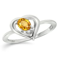 Jewelersclub Citrine Ring nakit za rođenje - 0. Karat Citrine 0. Nakit za srebrni prsten od sterlinga s bijelim dijamantnim naglaskom