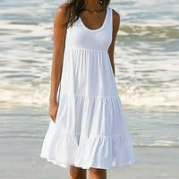 Ženska ljetna haljina za plažu bez rukava Bez rukava, jednobojna haljina za plažu s velikim ljuljačkama