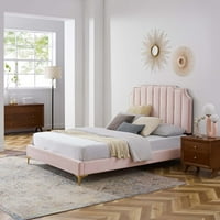 Krevet od ružičaste baršunaste platforme