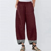 Ženske hlače Ženske Ležerne pamučne platnene hlače s printom nepravilnog oblika, elastični pojas, široke široke hlače, sportske hlače