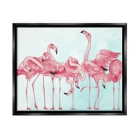 Studell podebljani ružičasti flamingo jato životinje i insekti slikaju crni plutari uokvireni umjetnički print zidna umjetnost