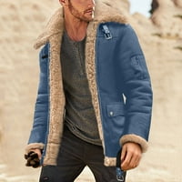 8. Muška jakna Plus veličina zimski kaput ovratnik s reverom dugih rukava kožna jakna obložena Vintage muški vuneni kaput gornja