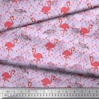 Pamučna tkanina od batista u točkicama s otiskom ptice Flamingo za šivanje širine dvorišta