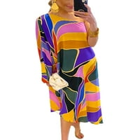 Ženska Midi haljina s pelerinom šišmiš na jedno rame u prugama u boji, labave lepršave suknje za zabave, pončo sarafan s rukavima