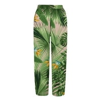 Ženske elastične hlače u struku s gumbima s printom, tanke rastezljive uske hlače, hlače zelene boje;