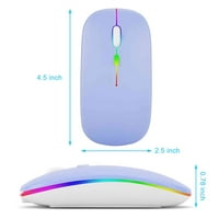 Miš sa frekvencija od 2,4 Ghz i Bluetooth, punjiva bežična led miš za vivo Y55s 5G, također kompatibilna sa tv, laptop Mac iPad pro,