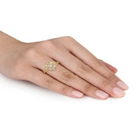 Dijamantni naglasak 10KT žuto zlato quatrefoil vintage prsten