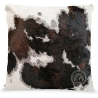 Jastučnica od prirodne trobojne kravlje kože, kosa na jastuku od kravlje kože na navlaci
