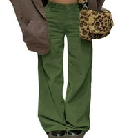 Ženske casual Palazzo hlače, široke hlače od kordona, ležerna odjeća, široke duge hlače s patentnim zatvaračem, zelena