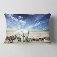Dizajnirati ogromni bijeli slon i zebre - apstraktni jastuk za bacanje - 12x20