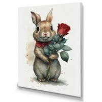 DesignArt Bunny Love držeći zidnu umjetnost od ružičastog platna
