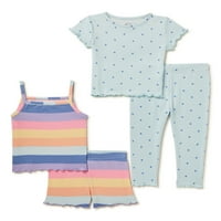 Pleteni pidžama Set za novorođenčad i vrlo male djevojčice, 4 komada, veličine 12 m-5 T