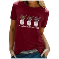 Ženske majice, elegantna ležerna bluza za spojeve s printom slova, majica kratkih rukava s okruglim vratom, široka majica, Klupski