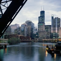 Grad na rivi, Rijeka Chicago, Chicago, Okrug Cook, Illinois, SAD tiskanje plakata