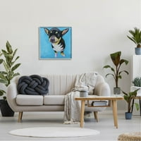 Stupell Industries Blue živog Chihuahua slika pasa siva uokvirena umjetnička print zidna umjetnost, dizajn Lucia Stewart